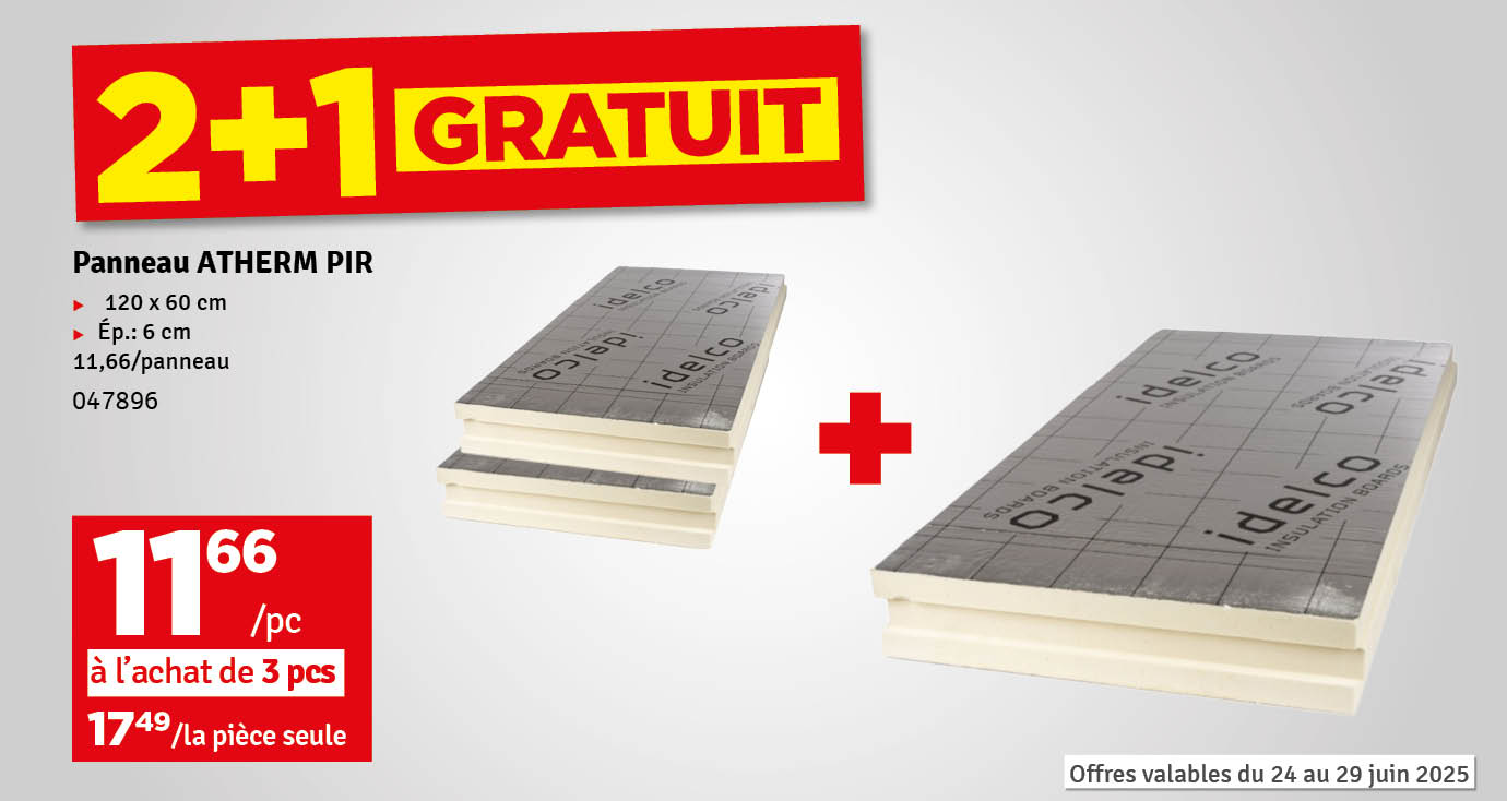 Panneau isolant en PIR A-therm 120 x 60 x 6 cm
